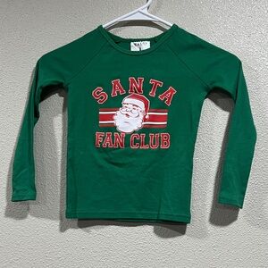 Kids' Green 'Santa Fan Club' Long-Sleeve Holiday Tee
